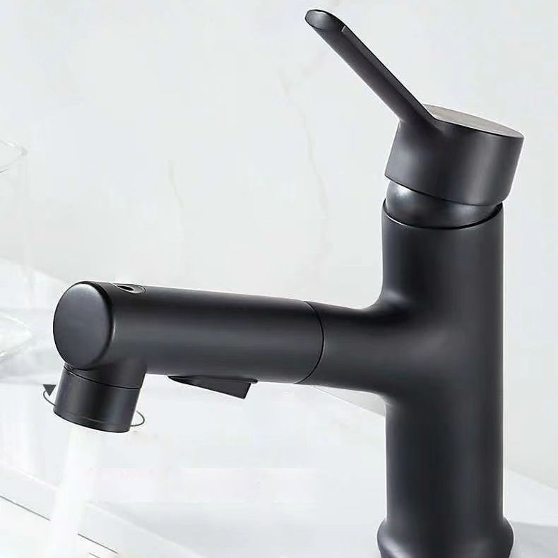 Modern Vessel Sink Faucet Copper 1-Handle Low Arc Retractable Vessel Faucet for Bathroom