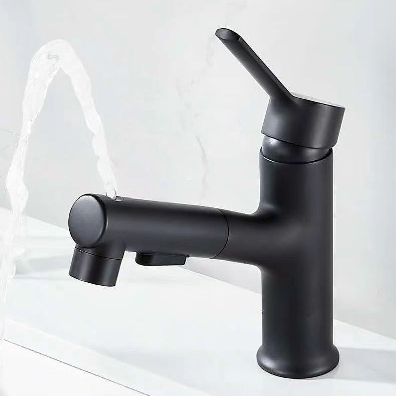 Modern Vessel Sink Faucet Copper 1-Handle Low Arc Retractable Vessel Faucet for Bathroom