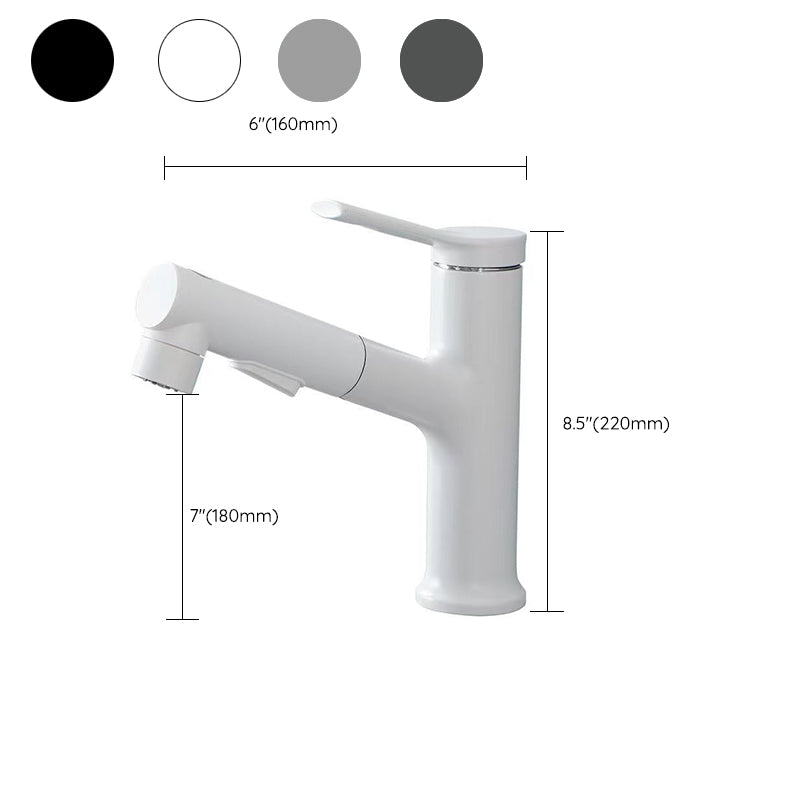 Modern Vessel Sink Faucet Copper 1-Handle Low Arc Retractable Vessel Faucet for Bathroom
