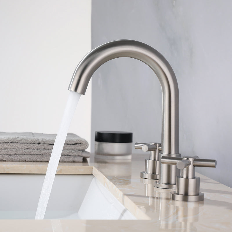 Stainless Steel Sink Faucet Circular Cross Handles Faucet for Bathroom