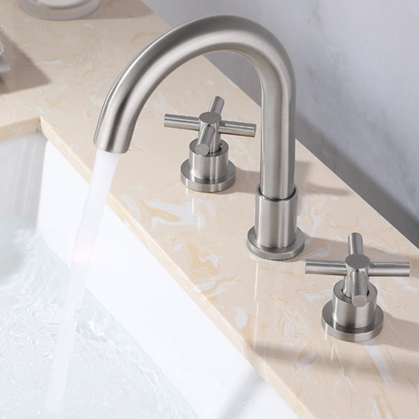 Stainless Steel Sink Faucet Circular Cross Handles Faucet for Bathroom