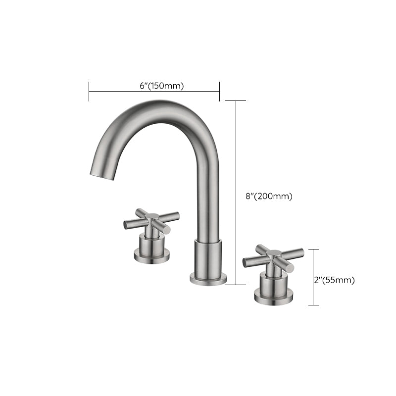 Stainless Steel Sink Faucet Circular Cross Handles Faucet for Bathroom
