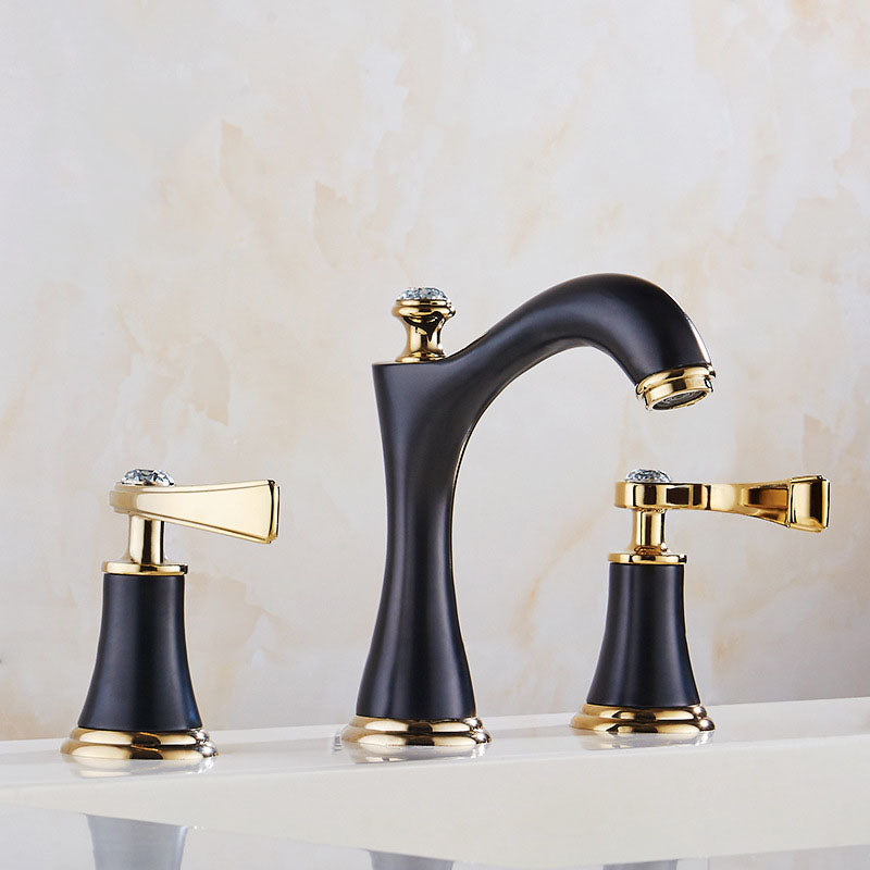 Widespread Faucet Glam Style 2 Lever Handles Faucet for Bathroom