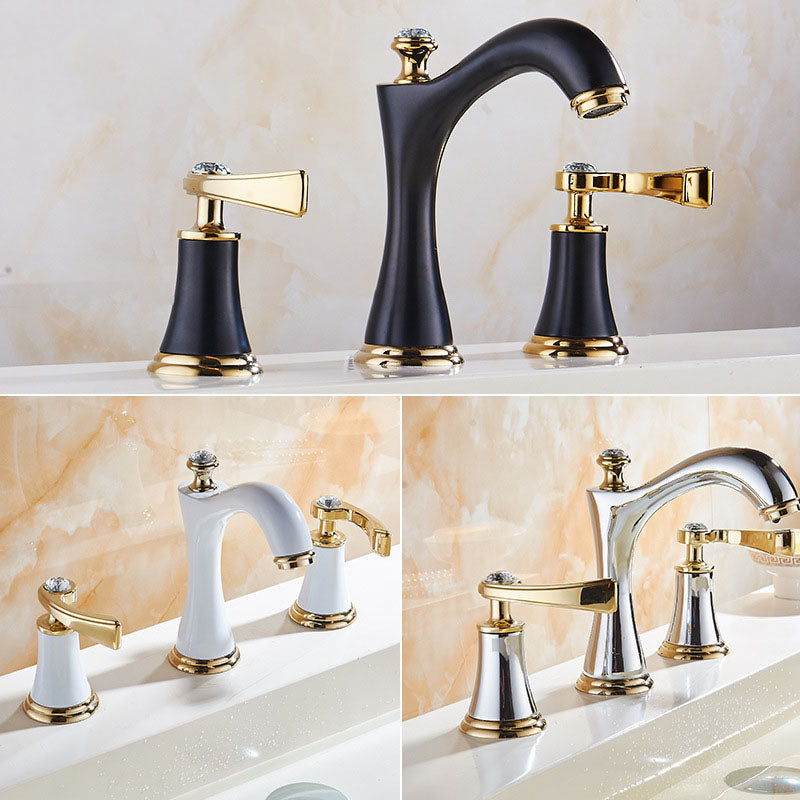 Widespread Faucet Glam Style 2 Lever Handles Faucet for Bathroom