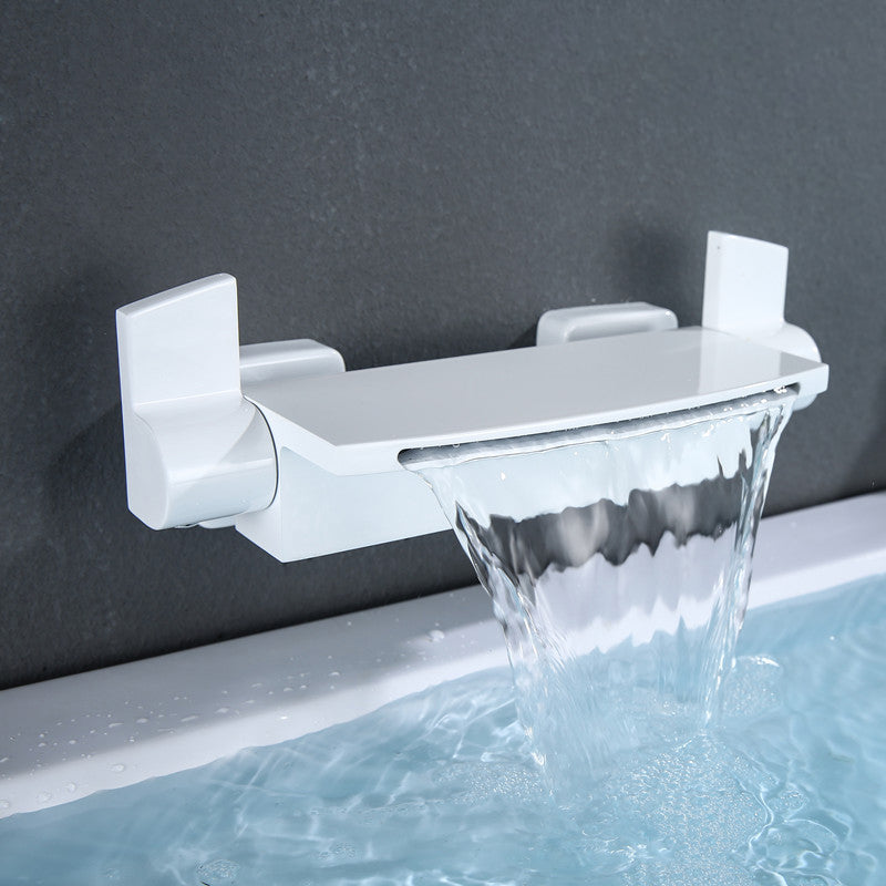Wall Mounted Metal Tub Filler Low Arc Waterfall Bathroom Tub Faucet Trim