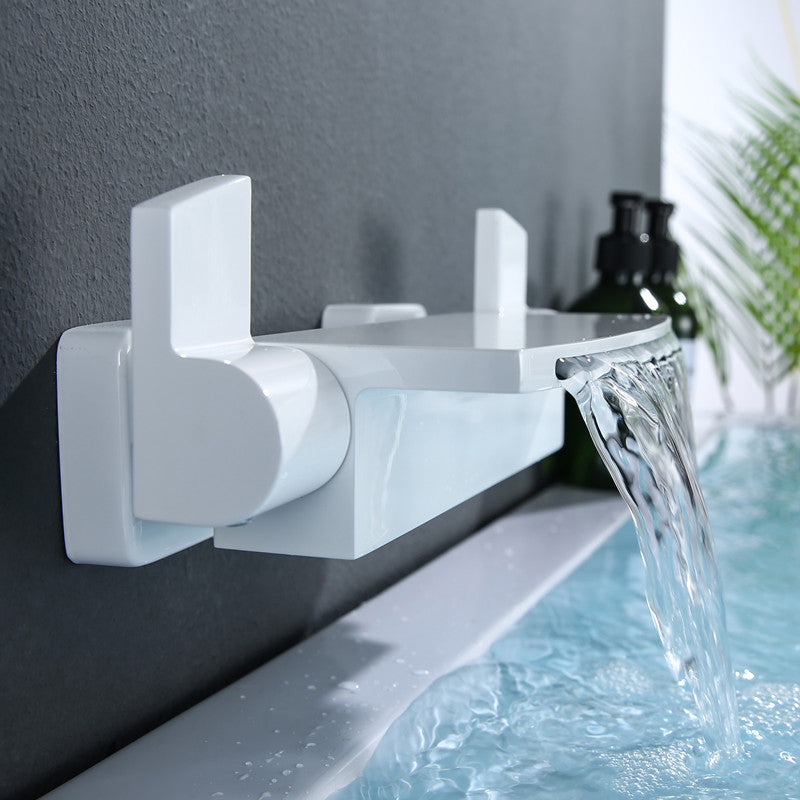 Wall Mounted Metal Tub Filler Low Arc Waterfall Bathroom Tub Faucet Trim