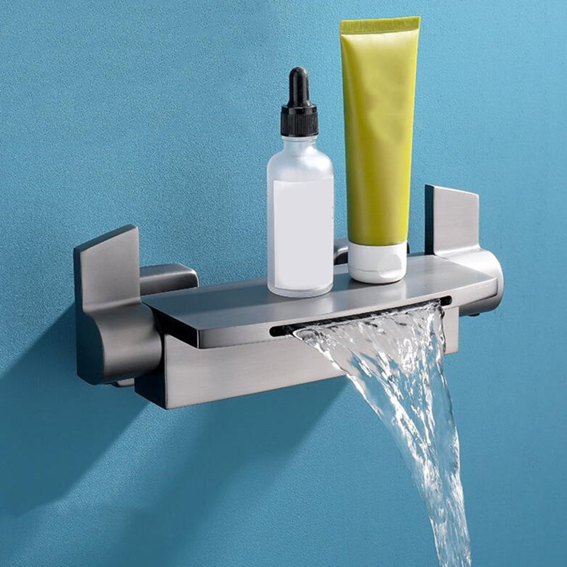 Wall Mounted Metal Tub Filler Low Arc Waterfall Bathroom Tub Faucet Trim