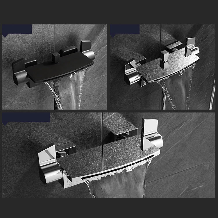 Wall Mounted Metal Tub Filler Low Arc Waterfall Bathroom Tub Faucet Trim