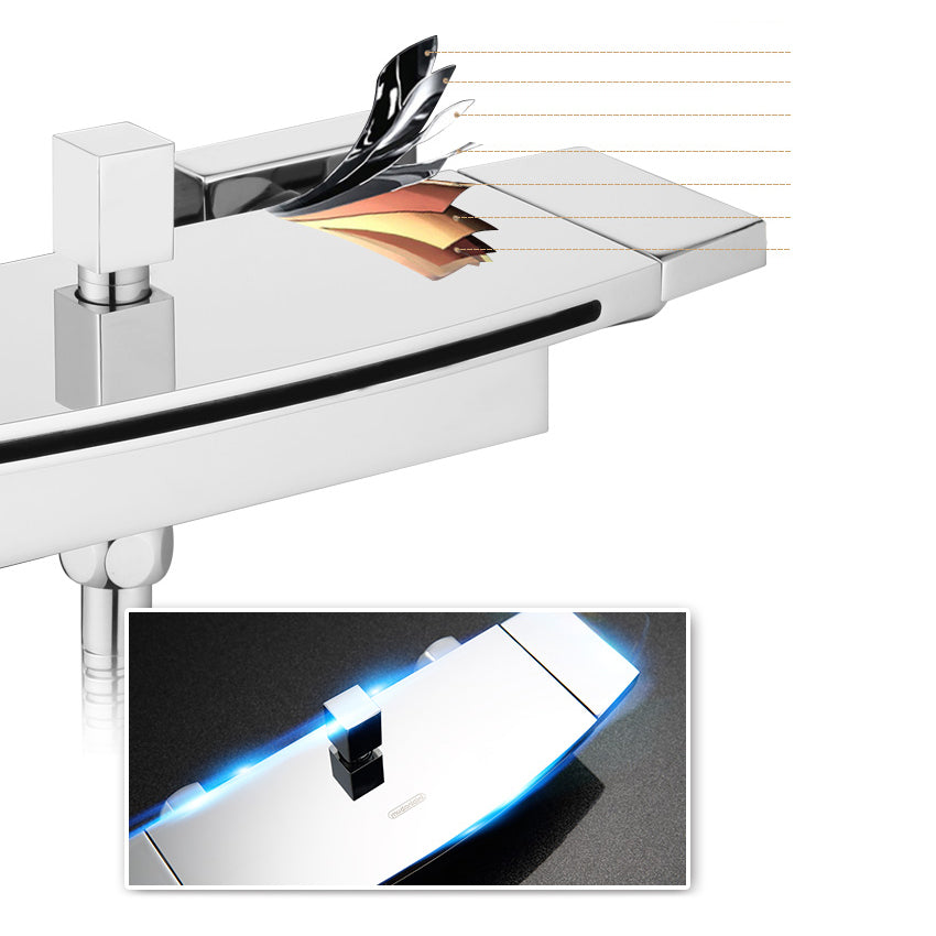 Wall Mounted Metal Tub Filler Low Arc Waterfall Bathroom Tub Faucet Trim