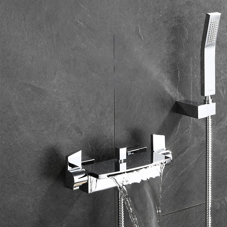 Wall Mounted Metal Tub Filler Low Arc Waterfall Bathroom Tub Faucet Trim