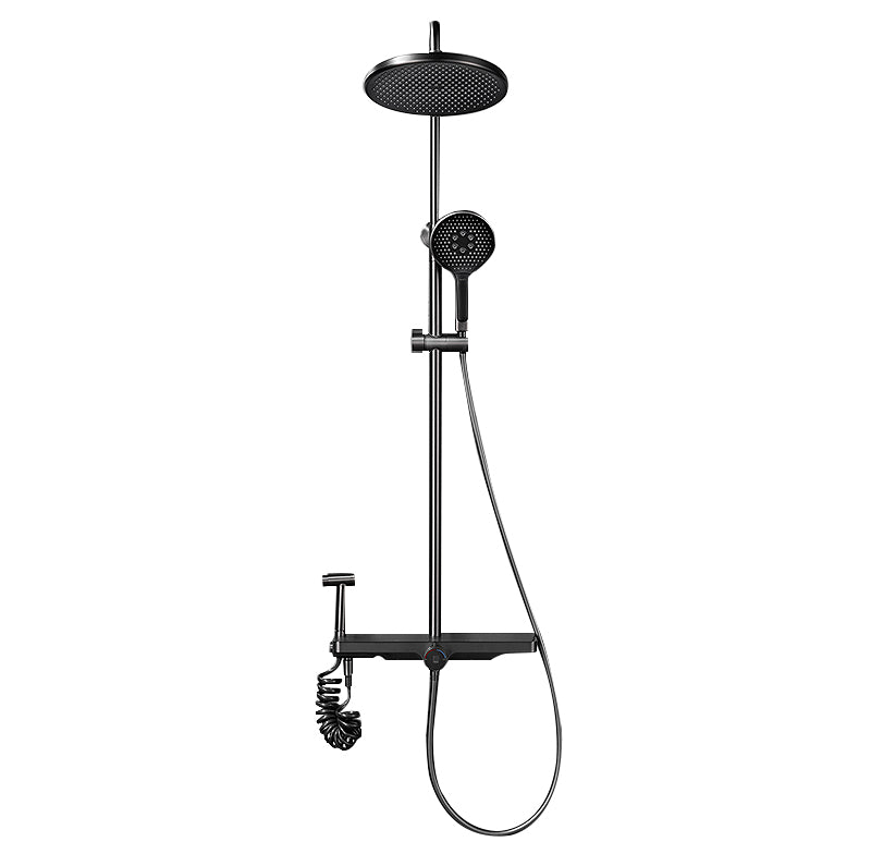 White Shower Set Digital Display Piano Keys Storage Shower Set Bathroom