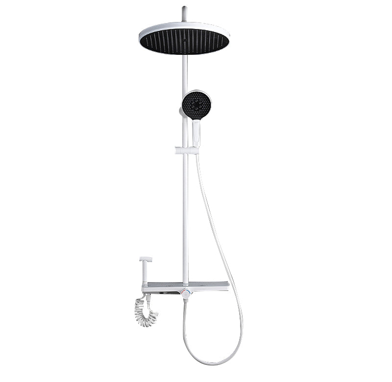 White Shower Set Digital Display Piano Keys Storage Shower Set Bathroom