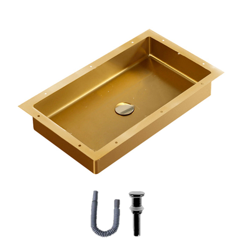 Modern Bathroom Sink Rectangular Metal Drop-in Bathroom Sink with Pop-Up Drain