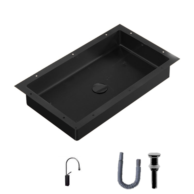 Modern Bathroom Sink Rectangular Metal Drop-in Bathroom Sink with Pop-Up Drain