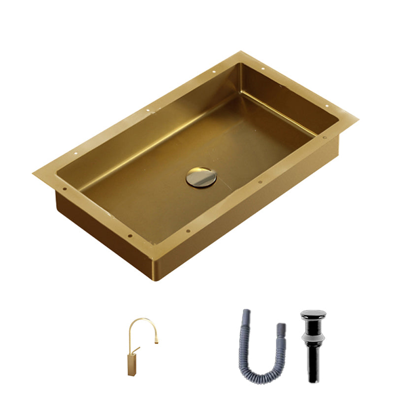 Modern Bathroom Sink Rectangular Metal Drop-in Bathroom Sink with Pop-Up Drain