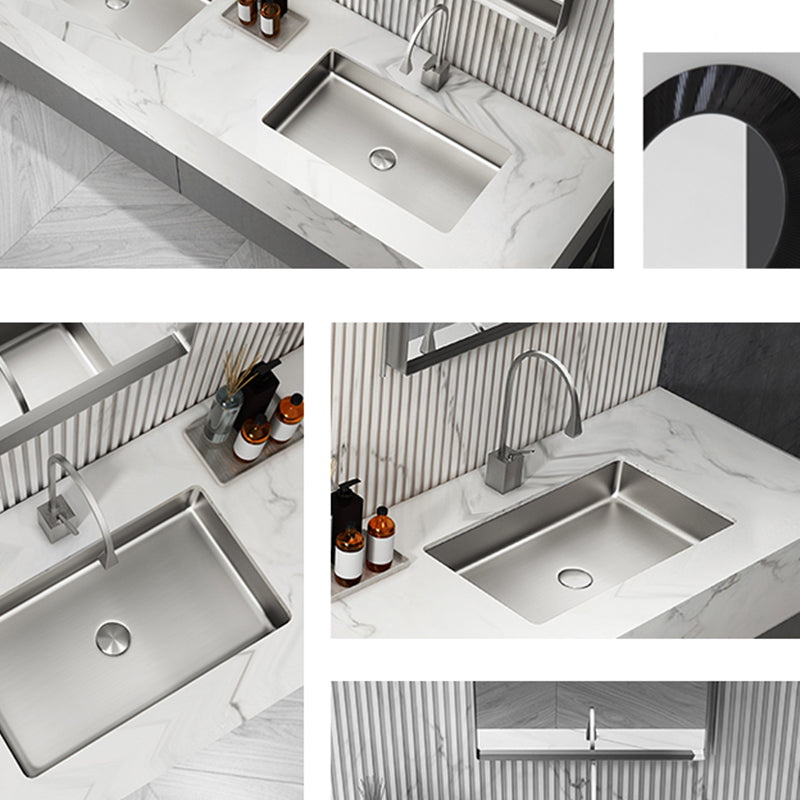 Modern Bathroom Sink Rectangular Metal Drop-in Bathroom Sink with Pop-Up Drain