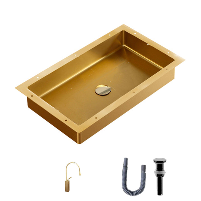 Modern Bathroom Sink Rectangular Metal Drop-in Bathroom Sink with Pop-Up Drain