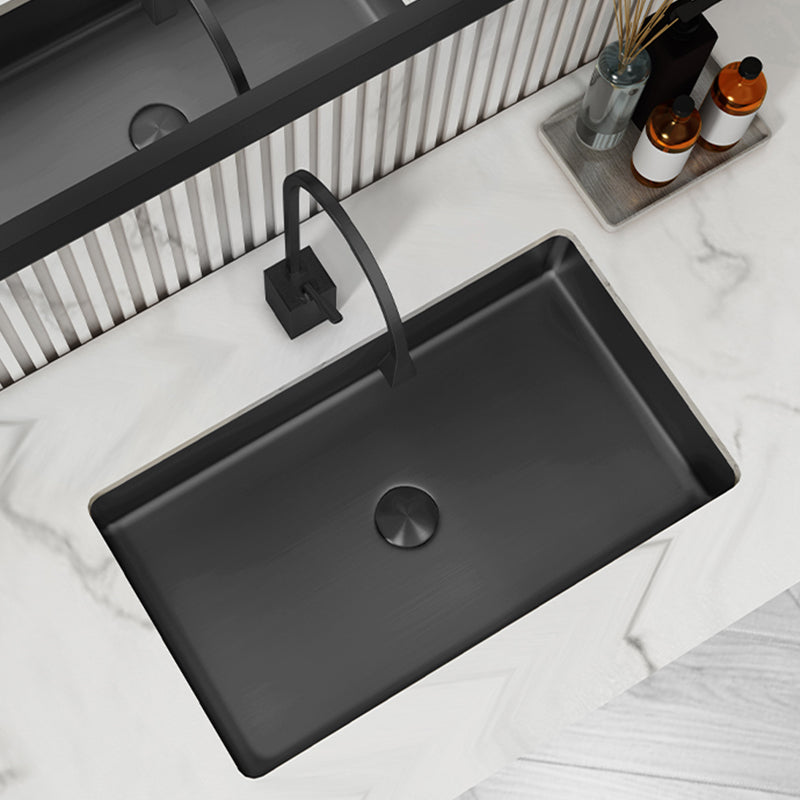 Modern Bathroom Sink Rectangular Metal Drop-in Bathroom Sink with Pop-Up Drain