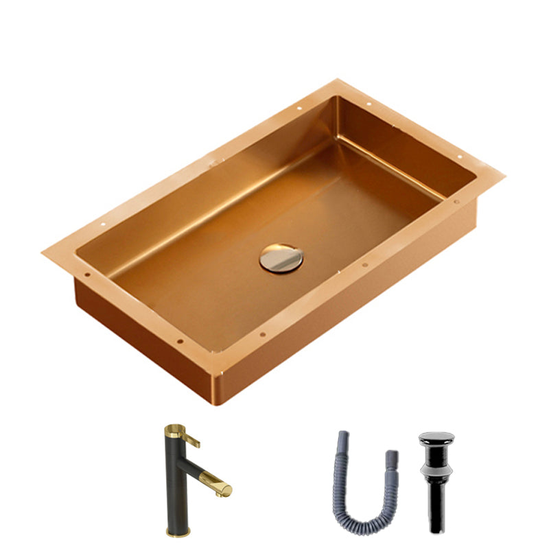 Modern Bathroom Sink Rectangular Metal Drop-in Bathroom Sink with Pop-Up Drain