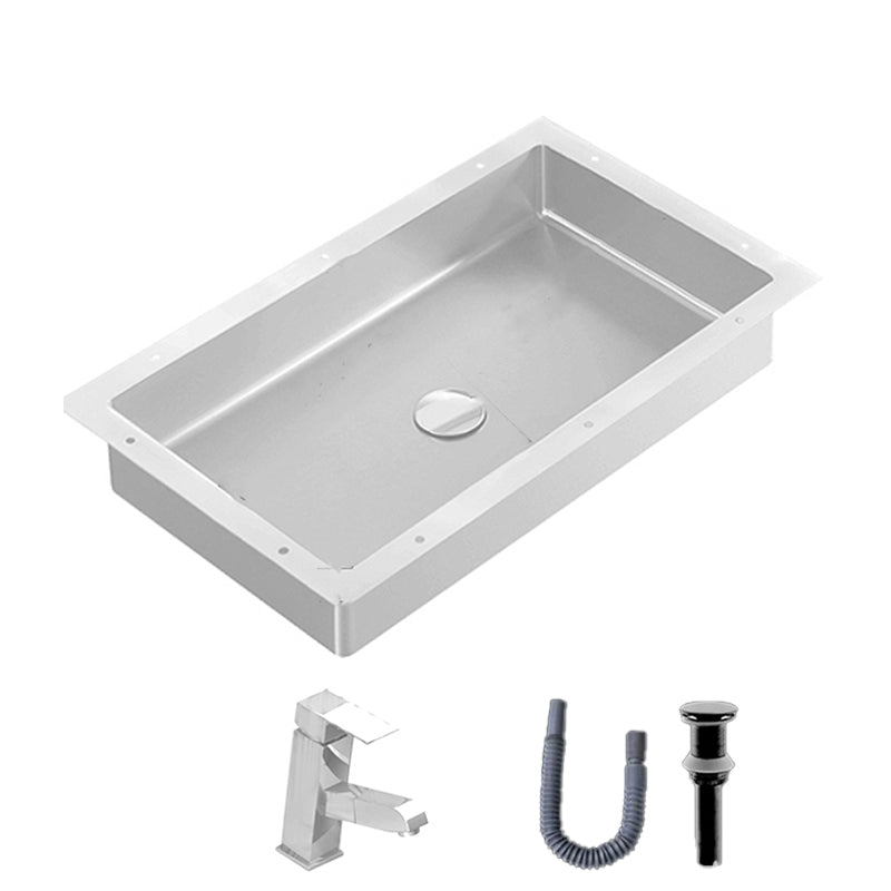 Modern Bathroom Sink Rectangular Metal Drop-in Bathroom Sink with Pop-Up Drain