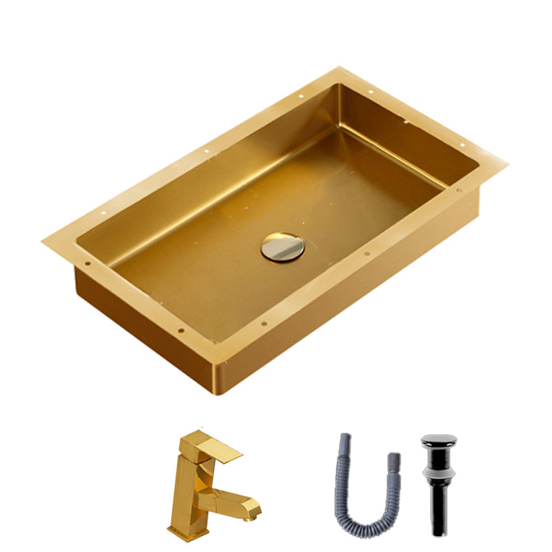Modern Bathroom Sink Rectangular Metal Drop-in Bathroom Sink with Pop-Up Drain