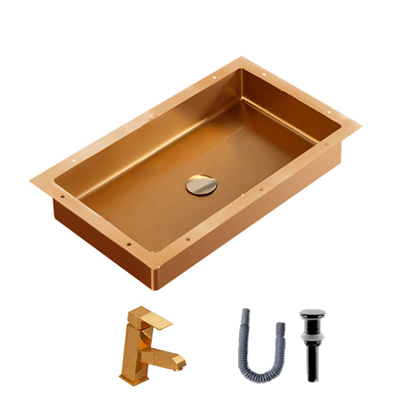 Modern Bathroom Sink Rectangular Metal Drop-in Bathroom Sink with Pop-Up Drain
