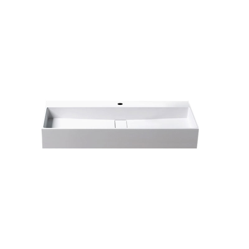 Contemporary Bathroom Sink Man Made Rock Rectangular Vessel Sink with Pop-Up Drain