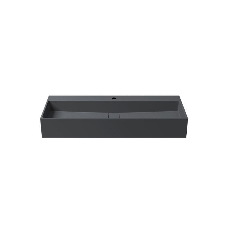 Contemporary Bathroom Sink Man Made Rock Rectangular Vessel Sink with Pop-Up Drain