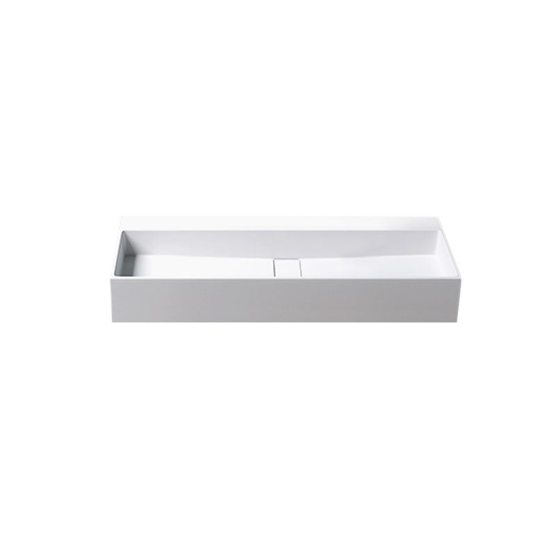 Contemporary Bathroom Sink Man Made Rock Rectangular Vessel Sink with Pop-Up Drain