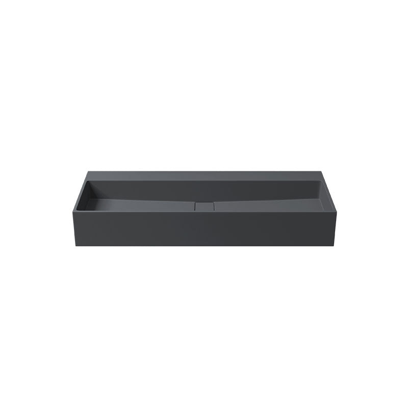 Contemporary Bathroom Sink Man Made Rock Rectangular Vessel Sink with Pop-Up Drain