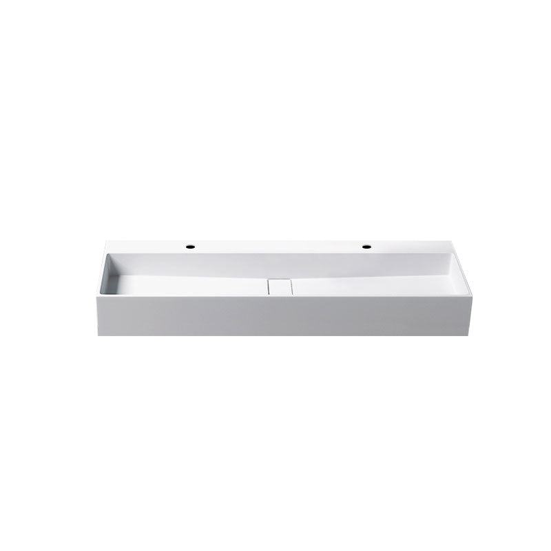 Contemporary Bathroom Sink Man Made Rock Rectangular Vessel Sink with Pop-Up Drain