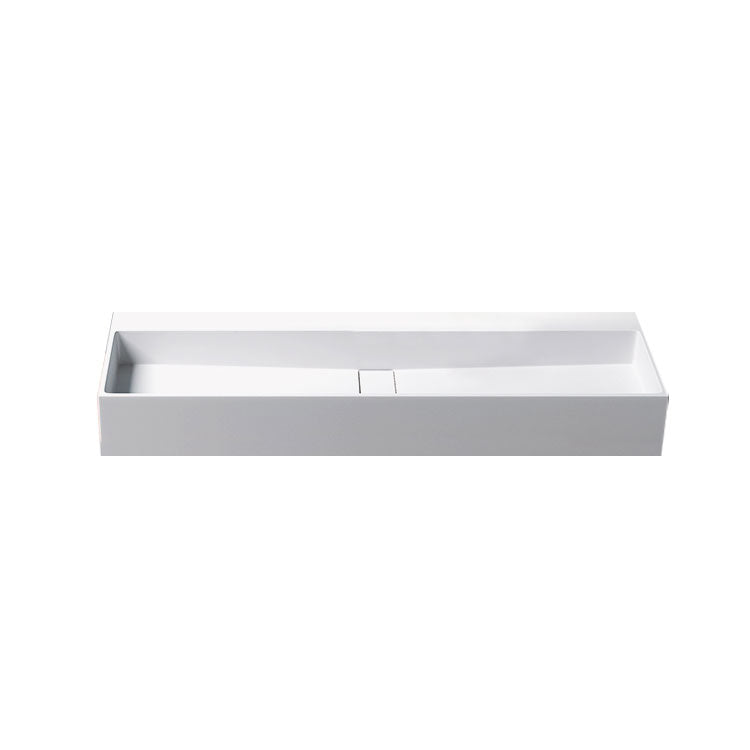 Contemporary Bathroom Sink Man Made Rock Rectangular Vessel Sink with Pop-Up Drain