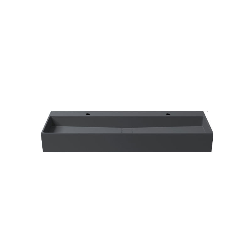Contemporary Bathroom Sink Man Made Rock Rectangular Vessel Sink with Pop-Up Drain