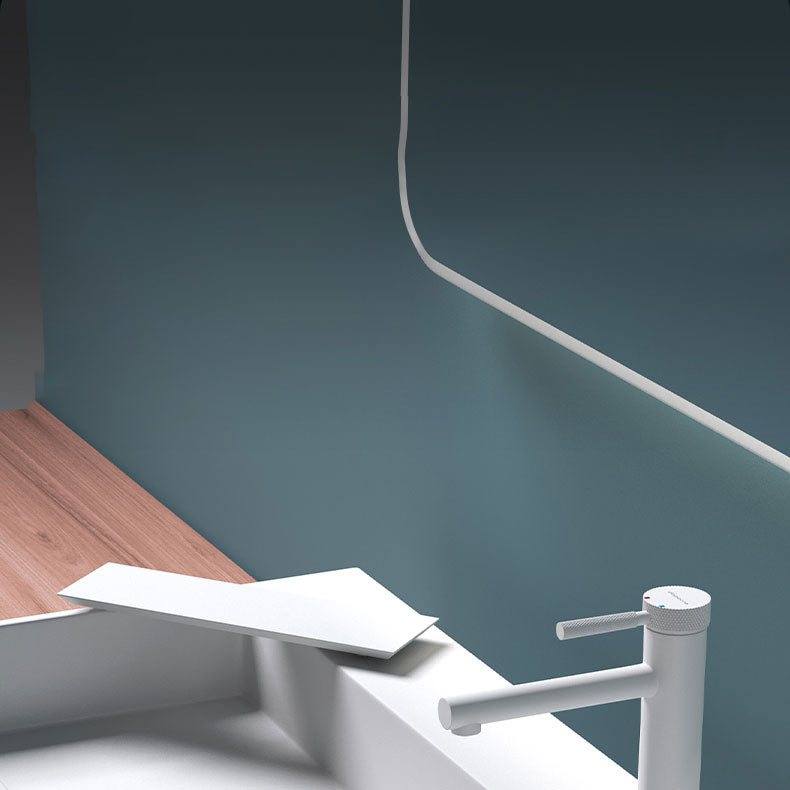 Contemporary Bathroom Sink Man Made Rock Rectangular Vessel Sink with Pop-Up Drain