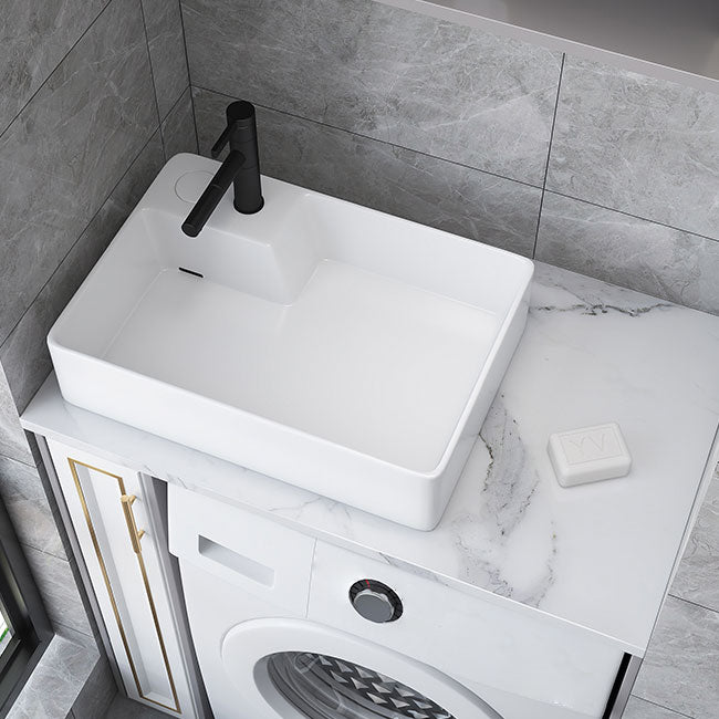 Modern Bathroom Sink White Ceramic Rectangular Bathroom Vessel Sink