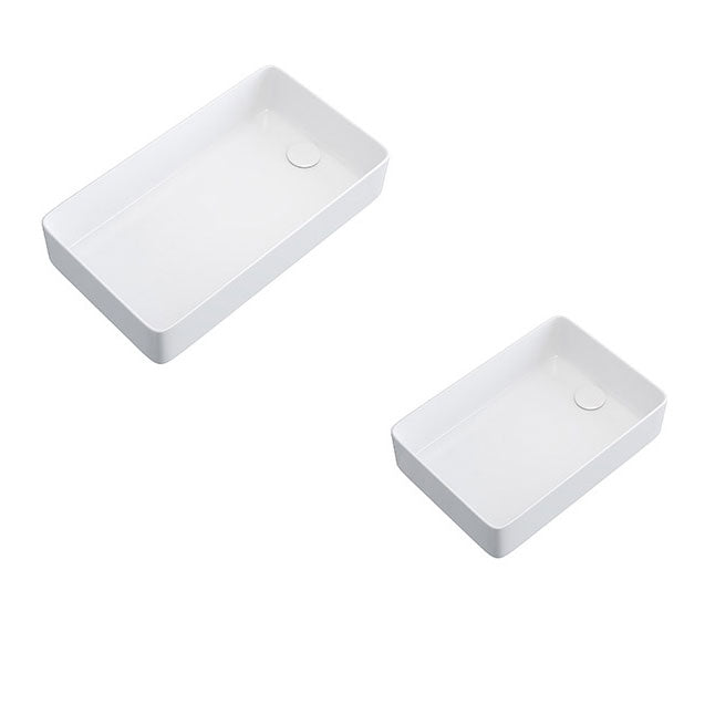 Modern Bathroom Sink White Ceramic Rectangular Bathroom Vessel Sink