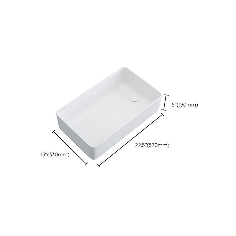 Modern Bathroom Sink White Ceramic Rectangular Bathroom Vessel Sink