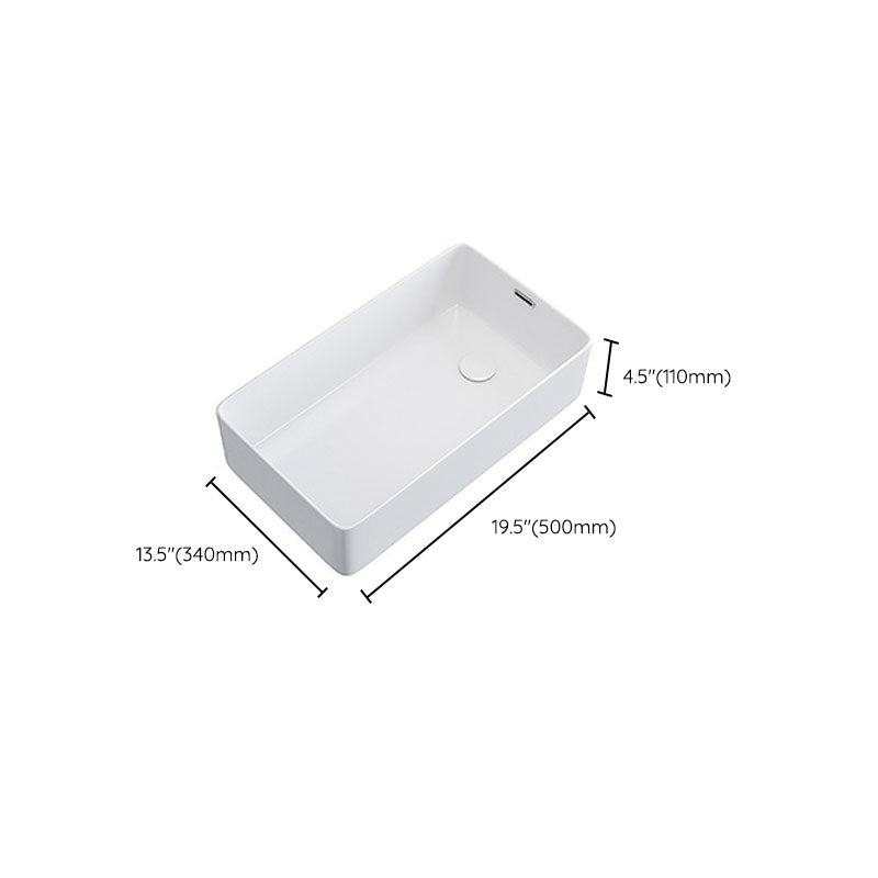 Modern Bathroom Sink White Ceramic Rectangular Bathroom Vessel Sink