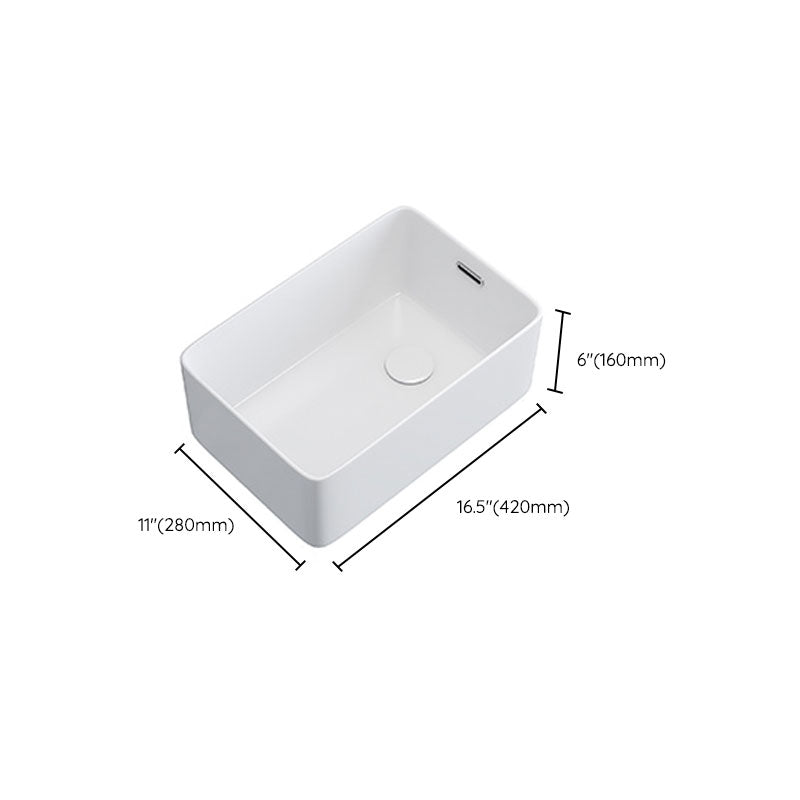 Modern Bathroom Sink White Ceramic Rectangular Bathroom Vessel Sink