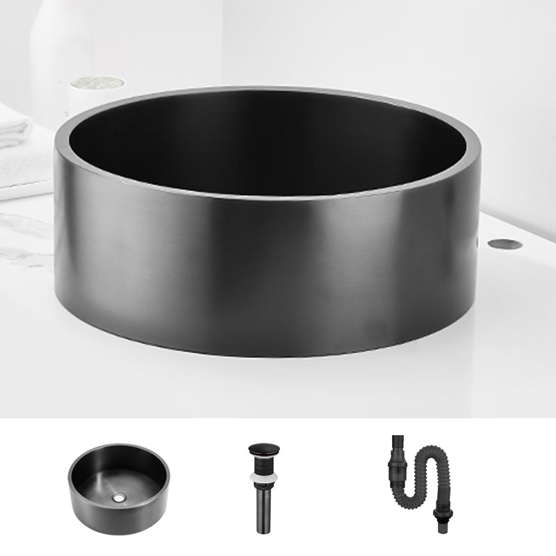 Modern Bathroom Sink Metal Round Vessel Bathroom Sink with Pop-Up Drain