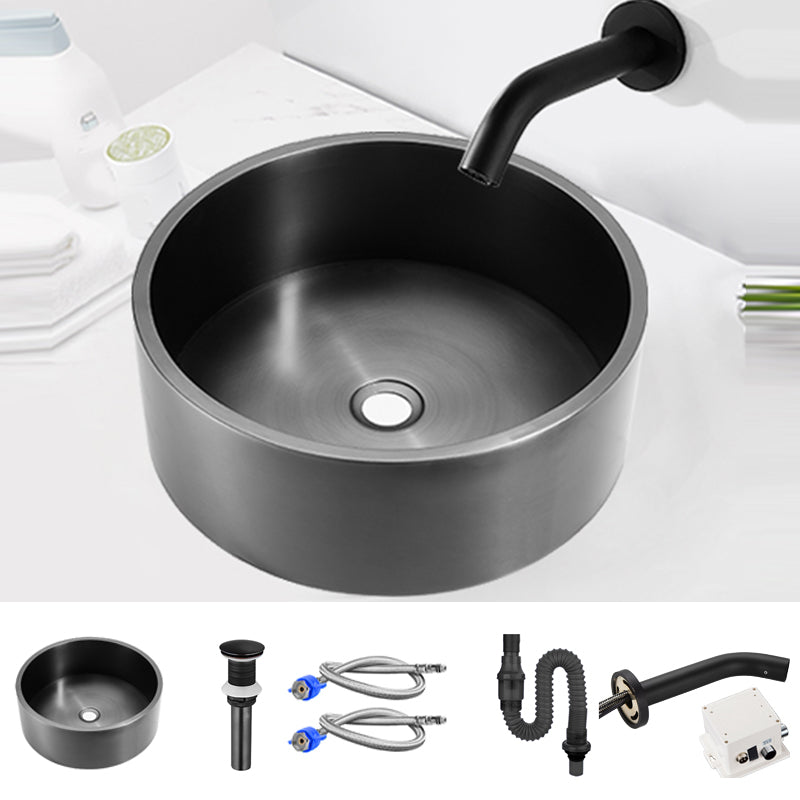 Modern Bathroom Sink Metal Round Vessel Bathroom Sink with Pop-Up Drain