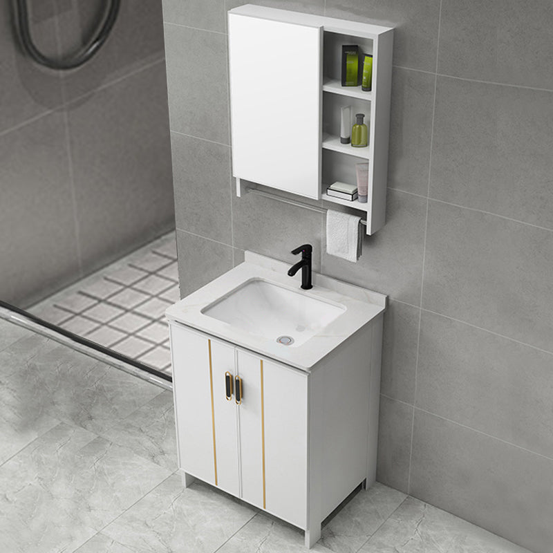 Gorgeous Freestanding Sink Cabinet Mirror Cabinet Bathroom Vanity Set in White