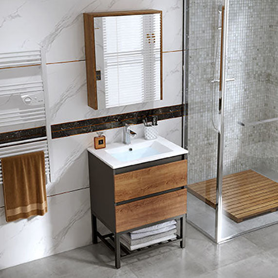 Traditional Sink Vanity Wooden Vanity Cabinet with Mirror Cabinet