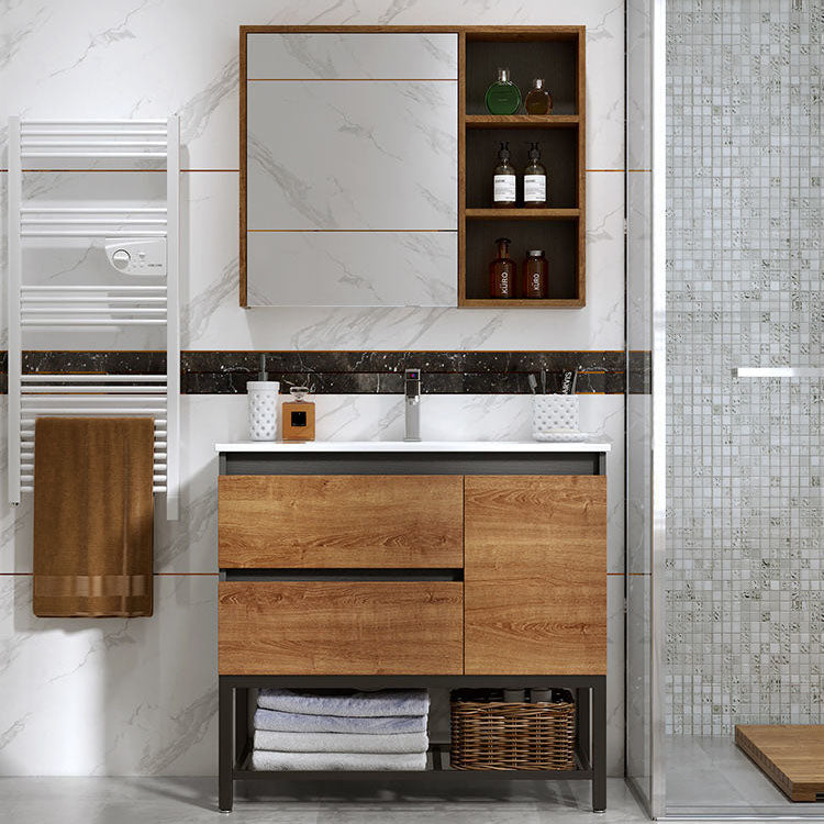 Traditional Sink Vanity Wooden Vanity Cabinet with Mirror Cabinet