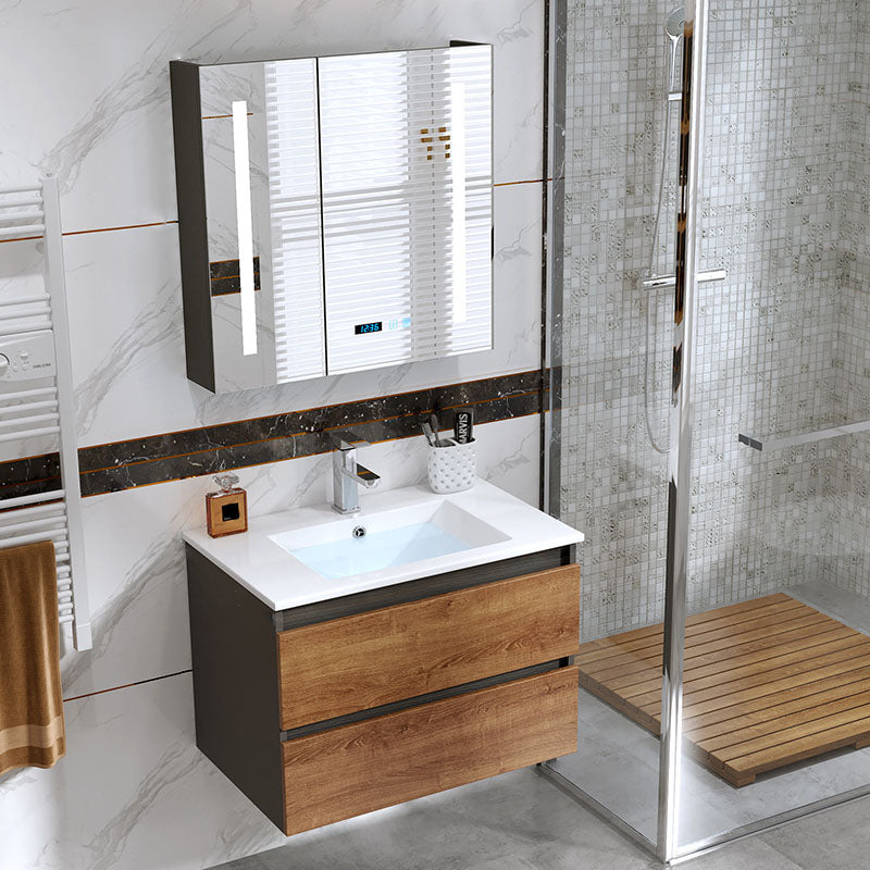 Traditional Sink Vanity Wooden Vanity Cabinet with Mirror Cabinet