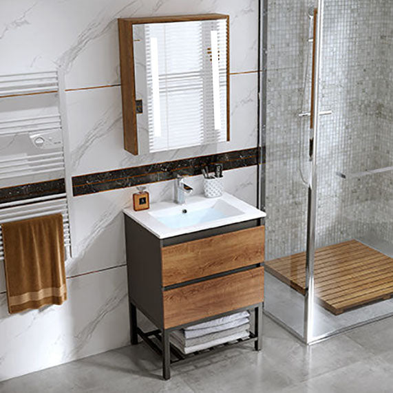 Traditional Sink Vanity Wooden Vanity Cabinet with Mirror Cabinet