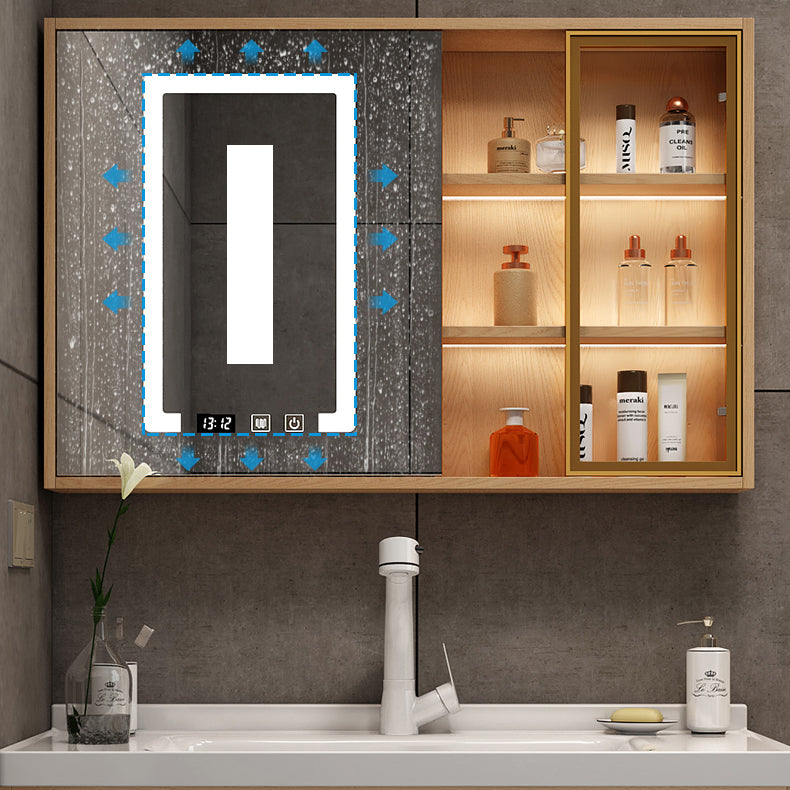 Wall Mount Vanity Mirror Single Sink Rectangle Door Wood Vanity with Drawers