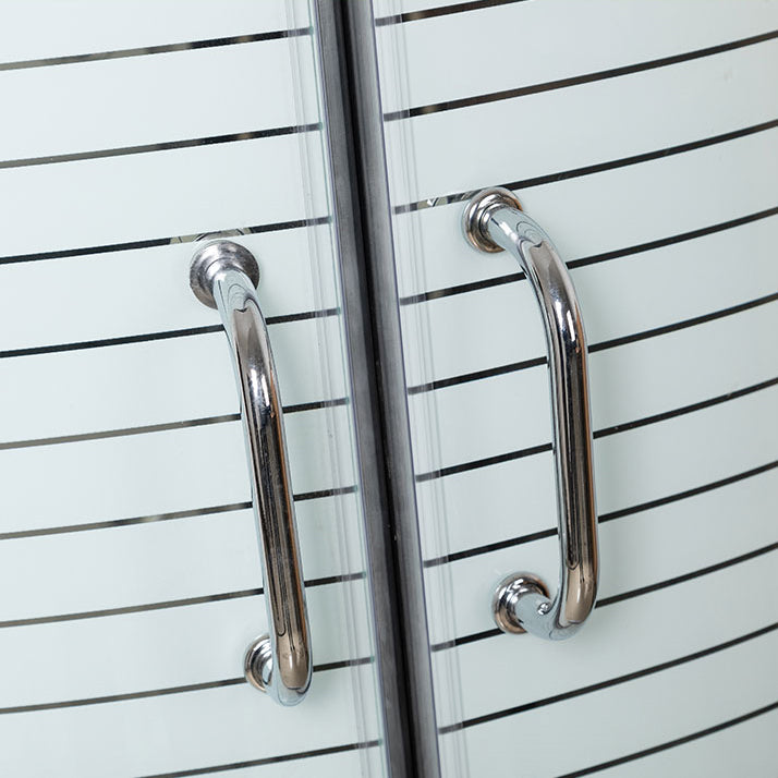 Contemporary Shower Kit Clear Tempered Framed Arc Shape Shower Stall