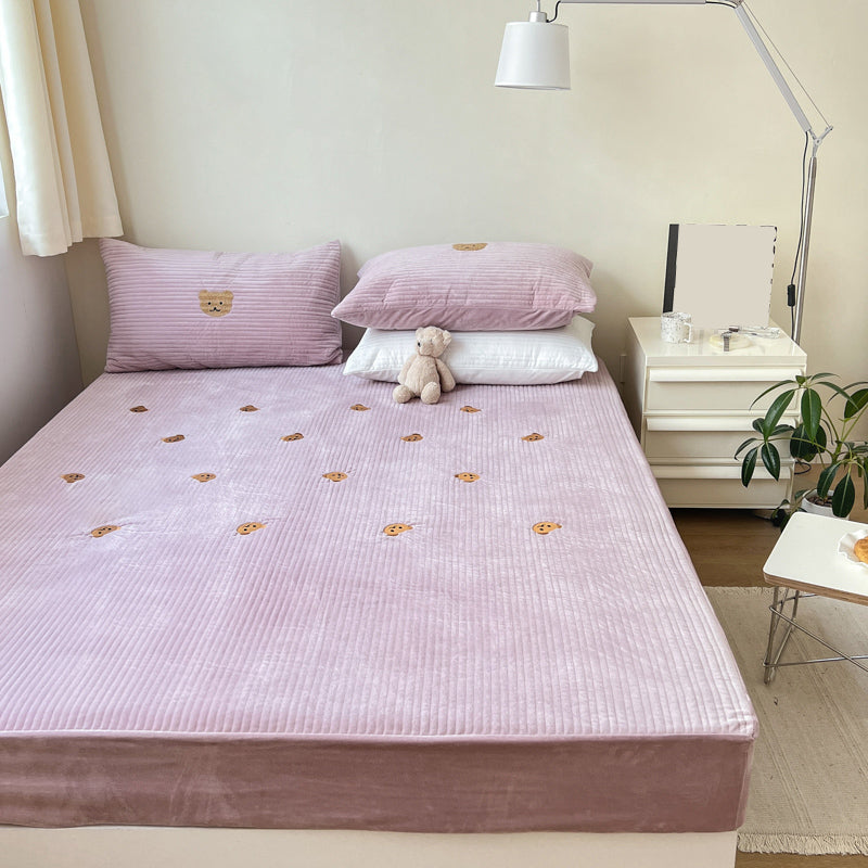 Breathable Fitted Sheet Flannel Soft Printing Fitted Sheet Set