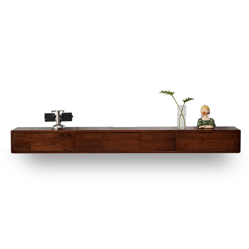 Modern Rubber Wood TV Stand Console Floating TV Media Stand for Living Room